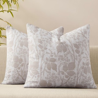 Jacquard Reversible Throw Pillow Covers 20''x20'' Set of 2 Vintage Accent Flora...