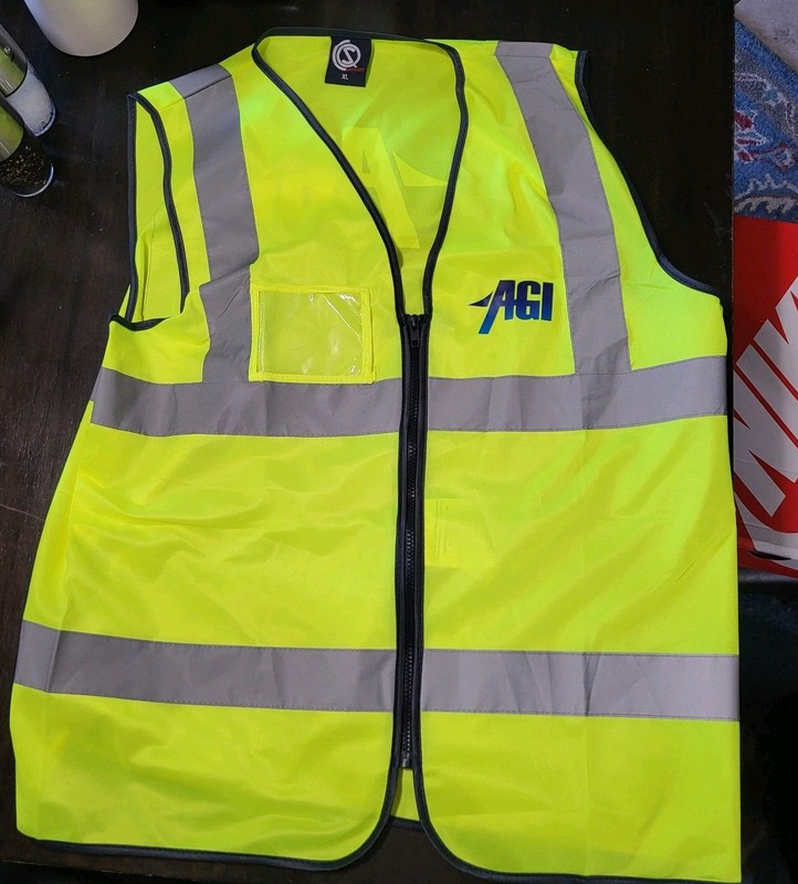 High Vis Reflective AGI Class 2 Safety Vest, W/Pockets, ID Slot, Zippers, SizeXL