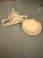 Vintage Ornate Filigree Metal Teacup and Sauc...