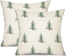 Christmas Pillow Covers 18x18 inch Set of 2 Christmas Tree Decorative White