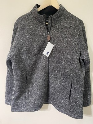 Knoss Full Zip Carbon Heather Bonded Sweater Fleece Jacket Coat XL NWT
