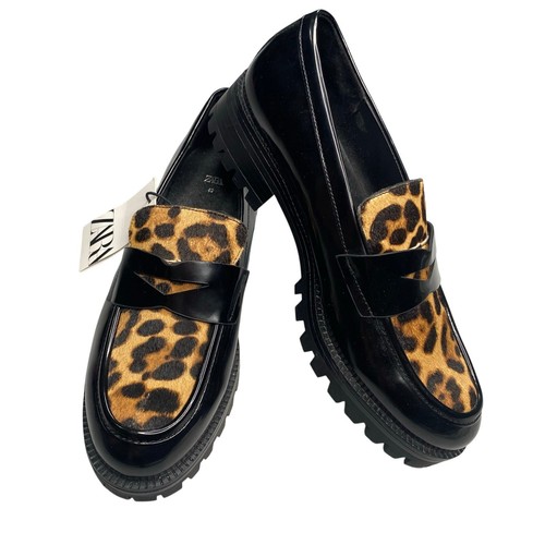 NWT ZARA LEOPARD ANIMAL PRINT LOAFERS SIZE 9