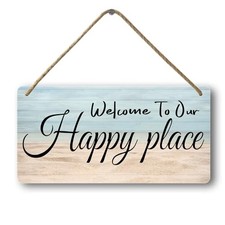 Welcome To Our Happy Place Sign House Door Wall Decor Welcome Signs blue black