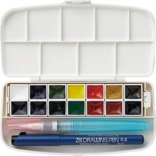 Kuretake Transparent Watercolor Set 14 Colors   Japanese Portable Painting Kit