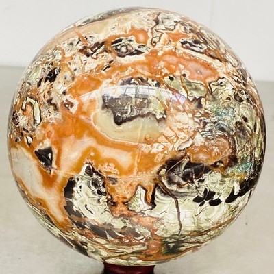 Natural Money agate Crystal Sphere Ball healing 3820G