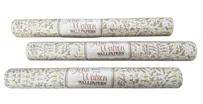 Vintage Tapete von John Watson 70er Jahre beige gelb weiß 3 Rollen verfügbar