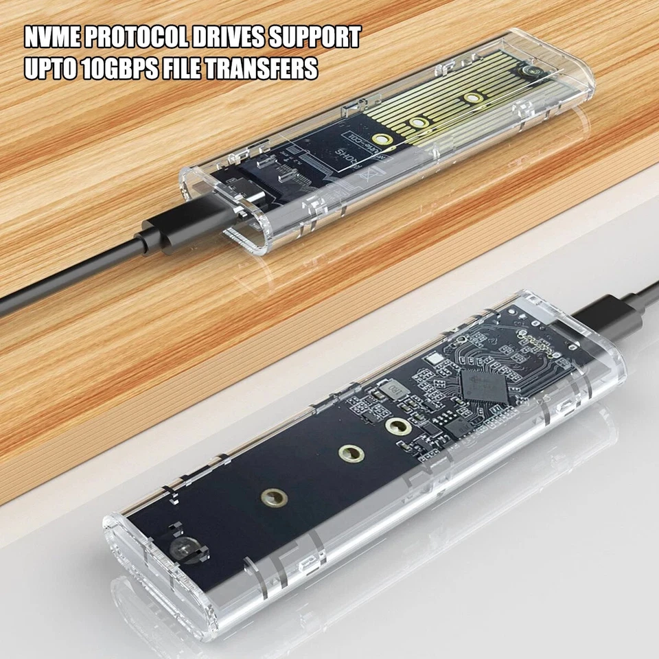 M.2 NVMe SSD to USB 3.2 Type-C Enclosure Case Converter Adapter M&B+M Key※UK - Image 2 of 4
