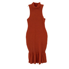 Anthropologie Sleeveless Mock Neck Textured Midi Dress Red S