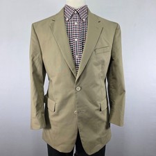 JOS A BANK Men's Sport Coat Blazer Two Button Beige Solid Cotton Size 41R