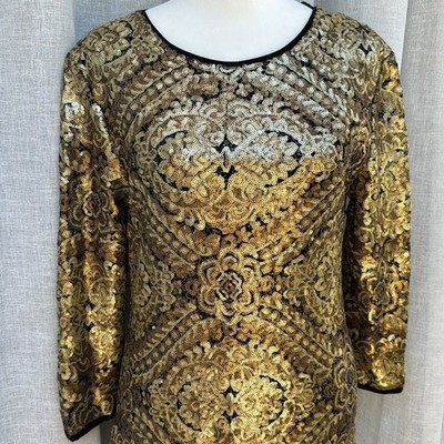 golden sequin 3/4 sleeve shift dress by Jeff Gallano | eBay golden sequin 3/4 sleeve shift dress by Jeff Gallano | eBay