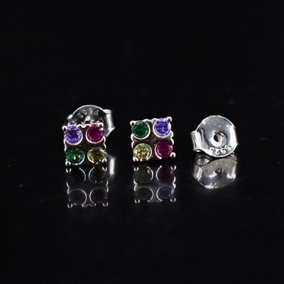 .925 Sterlingsilber 1 Gramm Multicolor Topas & Amethyst wunderschöner Ohrring 72 S575