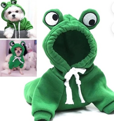 Small Breed Frog Hoodie Pet Costume Dog Cat Halloween Cosplay Hooded Sweatshirt