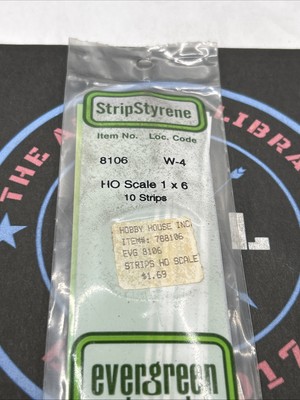 Evergreen Scale. Polystyrene Strips. 14'' 8106 HO Scale 1 X 6 (10)