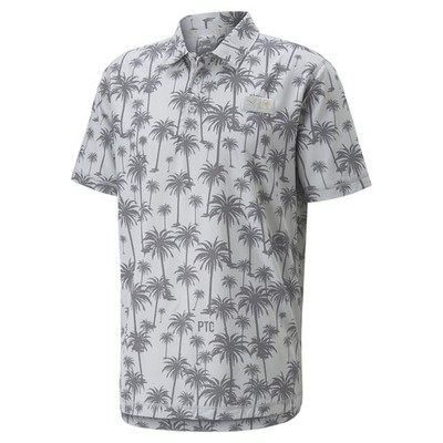 PUMA  X Palm Tree Crew Graphic Short Sleeve Polo Mens Grey Casual 53733401