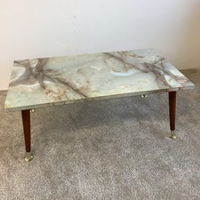 Vintage Marble Effect Low Level Small Coffee Side Table 61x36x25cm