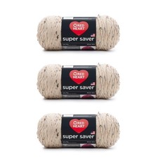 Red Heart Super Saver Yarn 3 Pack Buff Fleck Worsted Weight 100 Acrylic