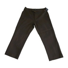 Chaps Linen Pants Womens 12 Brown Straight Leg Buckle Career Office NWT Lined