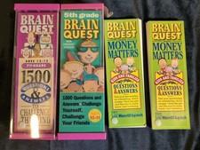 Set of 7th Grade and 5th Grade Brain Quest two deck each and 2 Money Matters
