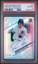 2020 BOWMAN DRAFT 20 IN '20 AUTO #ST SPENCER TORKELSON 11/99 PSA 10