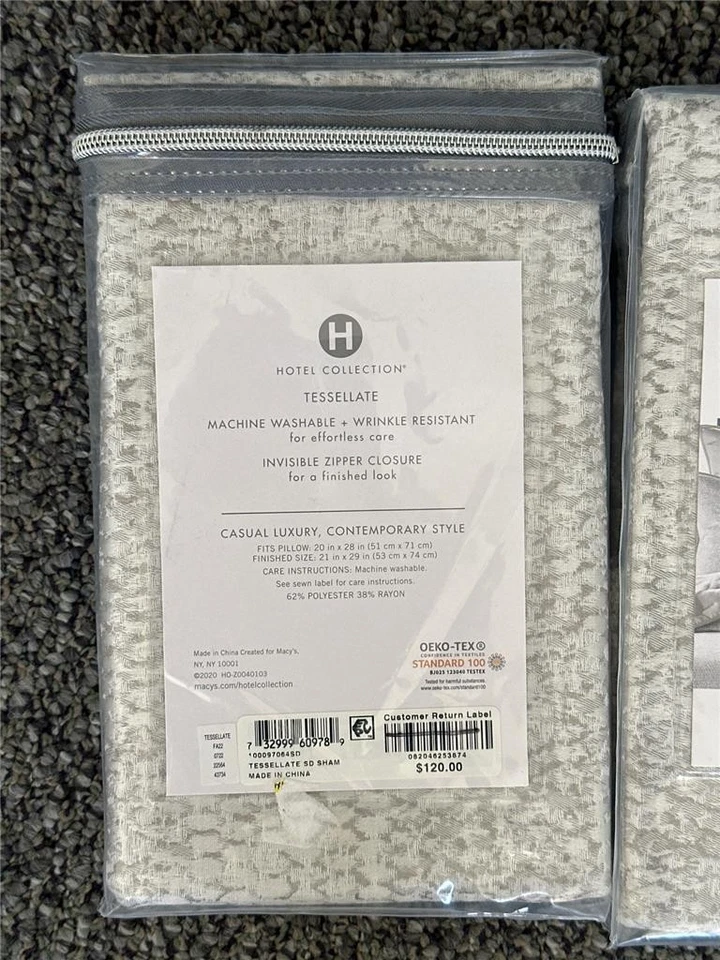 #^ Lote de 2 Hotel Collection Tessellate Standard Sham Gray Foto 3 de 3