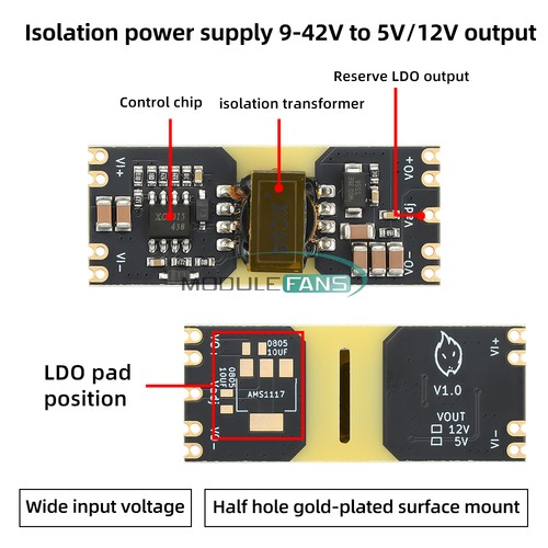 XC5015 DC-DC 9-42V to 5/12V Step-Down Isolated Power Supply Module Low Ripple - Picture 6 of 19