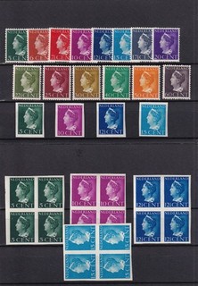 Nederland Wilhelmina 1940 postfris met de V nrs extra in blokjes