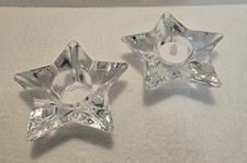  2 Clear Glass Star Shaped Candle Tea Light Holder