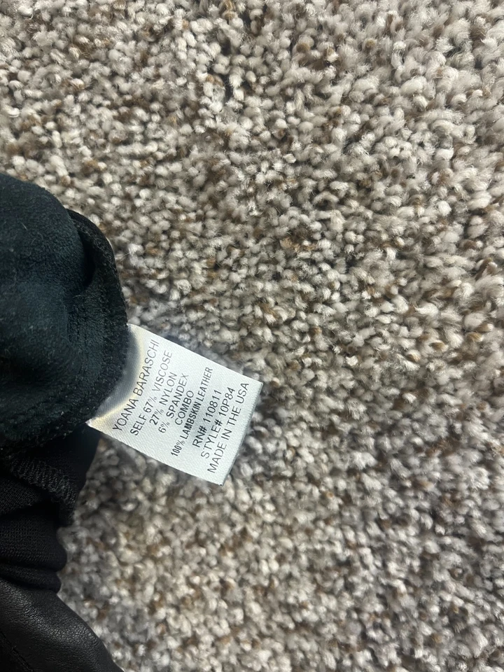 Yoana Baraschi Negro Tejido|Pantalones con Paneles de Piel de Cordero Pierna Ajustada Para Mujer Talla M Foto 3 de 4