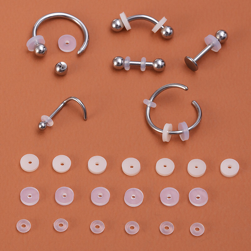 40 Pezzi Dischetti Silicone Per Piercing - 7/9mm, Trasparenti, Anti-Cheloidi, Per Orecchini E Body Piercing - Foto 3
