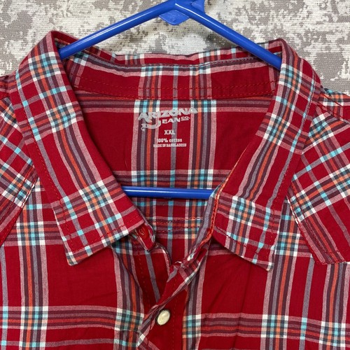 Arizona Jeans Hemd mit Knopfleiste Jungen XX-Large Kurzarm Matador rot kariert neu mit Etikett - Bild 3 von 10