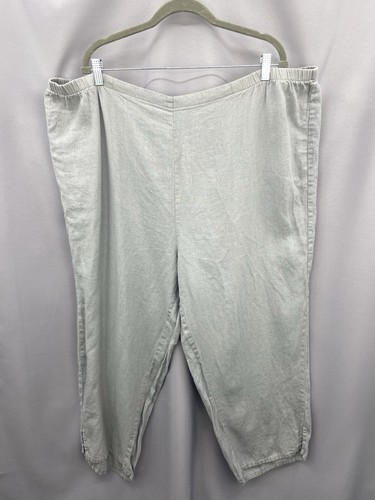 Pantalone alla caviglia pull on grigio lino 100% lino taglia 22 - 24 o 2G