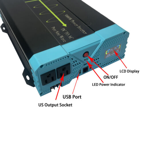3000W Power Inverter 12V 24V 48V DC to 110V 230V AC Pure Sine Wave LCD Display - Picture 4 of 10