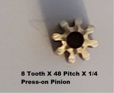 EL 5128 8 Tooth X 48 Pitch X 1/4 Press- on Pinion Gear - Slot Car