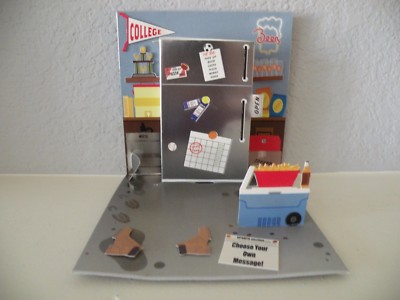 3-D Pop Up Greeting Card For Male Any Occasion FUN CARD Man Cave Scene Full Frig