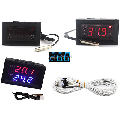 NEW DC 12V Red Blue Thermostat+3-Digit NTC Probe Controller Replace W1209WK