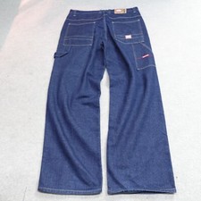 Vintage Ecko Jeans 36 x 32 Blue Solid Carpenter Y2K Baggy Wide Leg