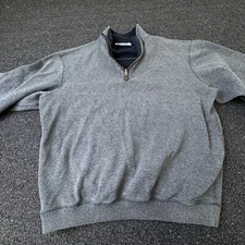 Daniel Cremieux Gray Quarter Zip Sweater Mens Medium Elbow Patches Professor