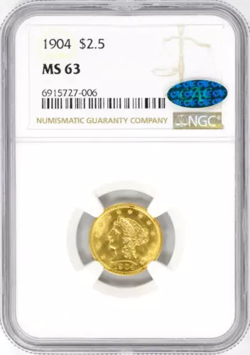 1904 $2.5 Gold Indian Head Quarter Eagle NGC MS63 CAC