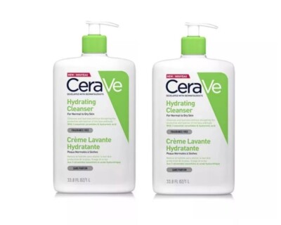 2 x Cerave Feuchtigkeitsspendender Reiniger mit 3 essentiellen Ceramiden 33,8oz / 1 Liter.