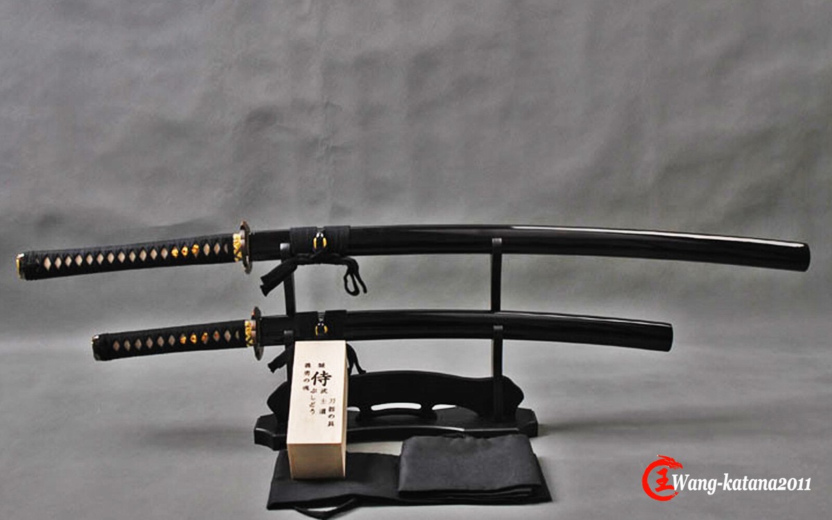 2PCS Japanese Samurai Swords Set T10 Steel 40''Katana+30