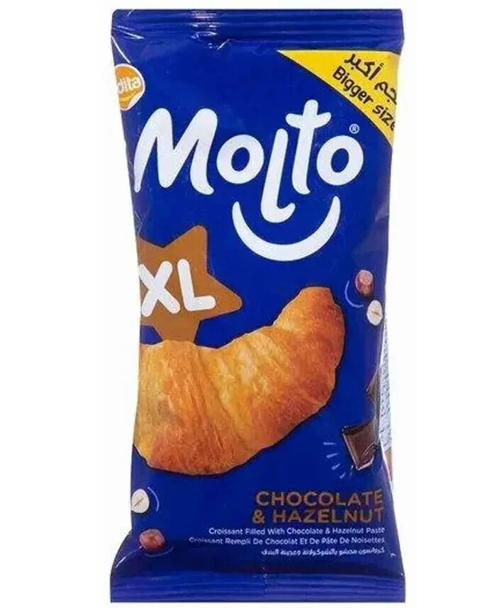 10 Piezas X Molto Croissant XL Chocolate Relleno con Avellana