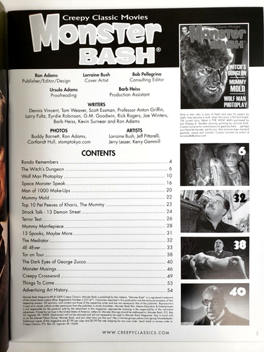 MONSTER BASH Magazine #9 Creepy Classic Movies 2009 Ron Adams - Picture 3 of 4
