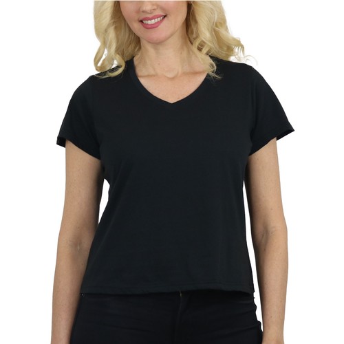 Women’s Relaxed Fit V-Neck Short Sleeve T-Shirt – 100% Cotton (S-2XL) - Picture 4 of 9
