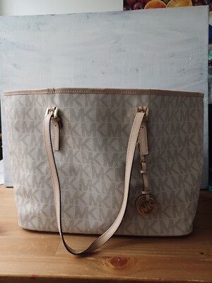 Michael Kors Monogram Shoulder Bag Beige 
