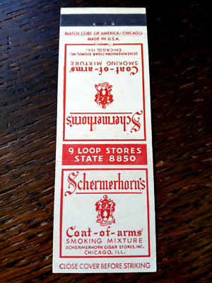 tobacco chicago il Vintage Matchbook: Schermerhorn's Tobacco, Chicago, IL