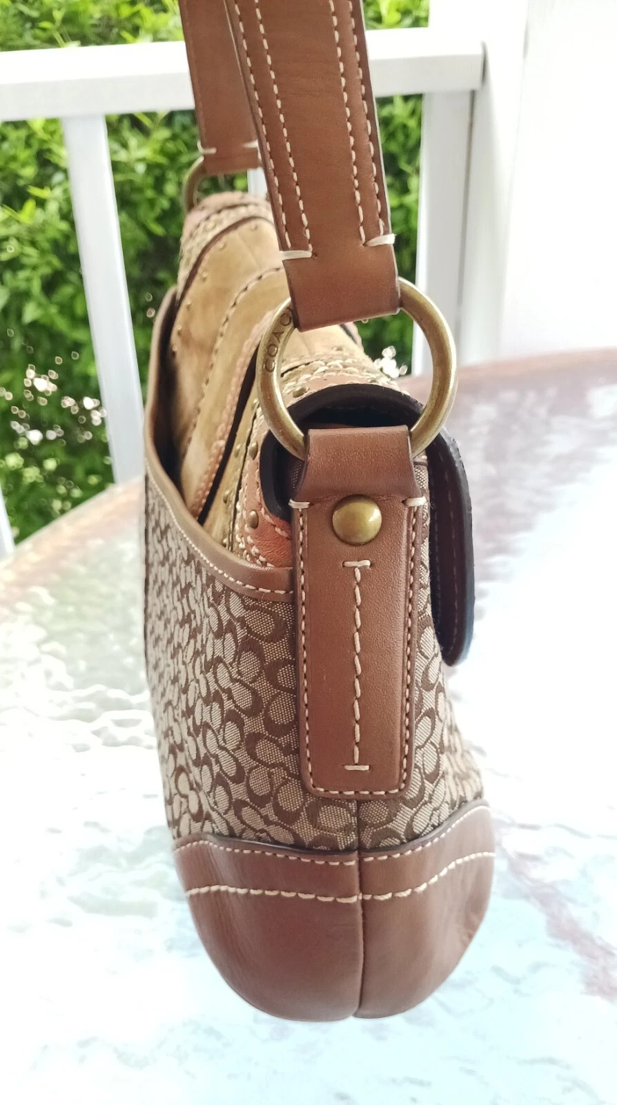 Borsa Coach MEDIUM Vintage Y2K Soho F11517 Beige Firma C Tela Patchwork Hobo