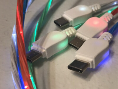 FLOW LIGHT LED glow 3ft data charger cable FOR MICRO-C TYPE REVERSIBLE PIN phone