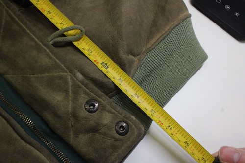 Chevignon Shearling Vintage Leather Jacket Beige Mens Small Made in France Hood - Picture 20 of 23