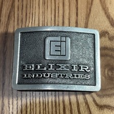 VTG 1970s Ei Elixir Industries Belt Buckle by Lewis Buckles Chicago USA Made