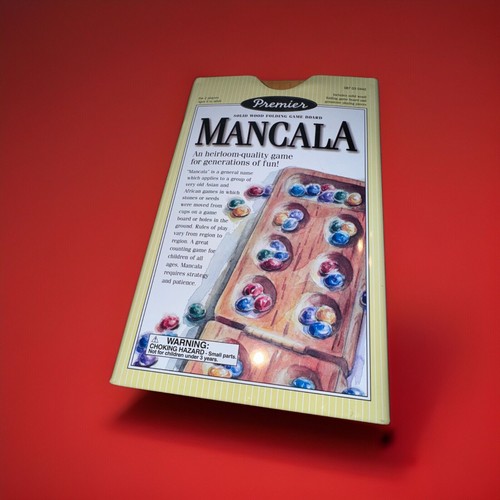 Mancala Premier Solid Wood Board Game Vintage 2001 Gemstone Pieces Open Box